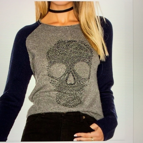 WYATT Cashmere Skull Crystal Studded Sweater L - Picture 1 of 9